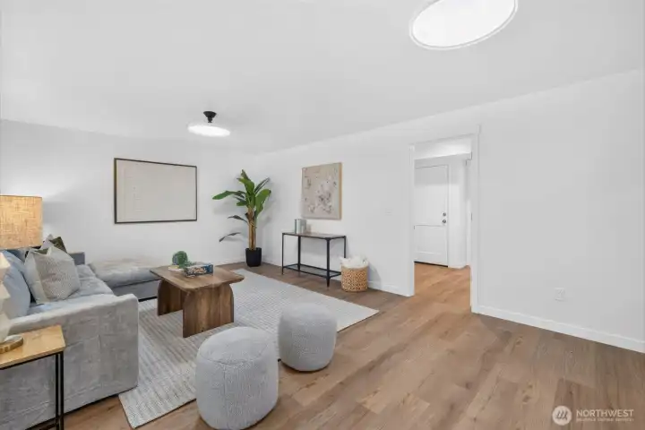From the bonus room, you’ll find easy access to the garage, a third bedroom that can double as an office or flex space, plus the mudroom/utility room, half bath, and brand-new LG front-load washer and dryer.