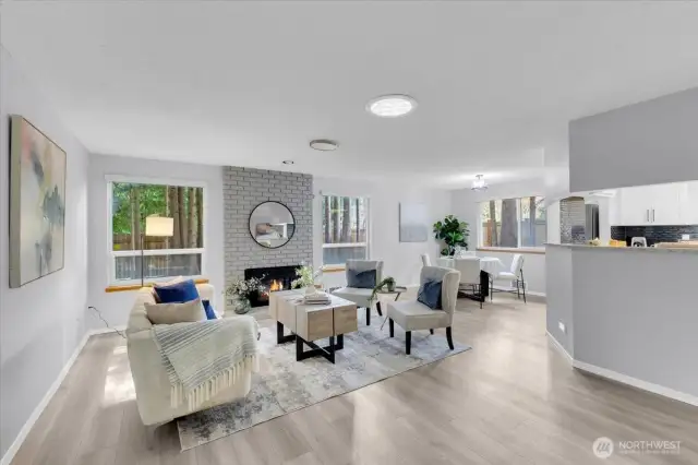 Refreshed living room with LVP flooring