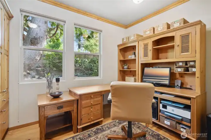 Office Main Level w/ Built in Cabinets on North Wall