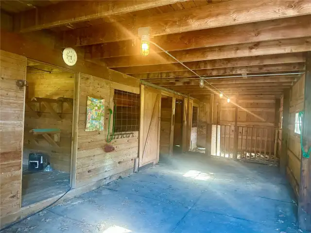 Inside barn