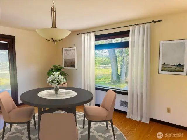 Virtually staged dining room.