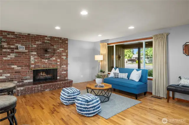 Living room with cozy gas fireplace
