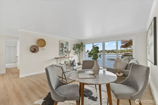 Living room large enough for a dinette set!  Or use the island for eating and have a really really big living area!