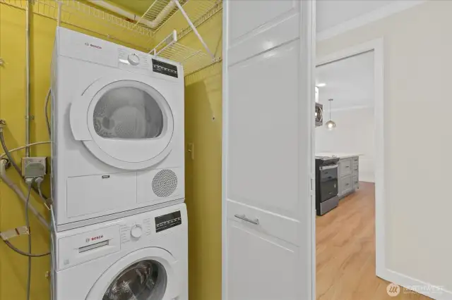 In unit washer and dryer.  There is a separate coin operated laundry room in the building.