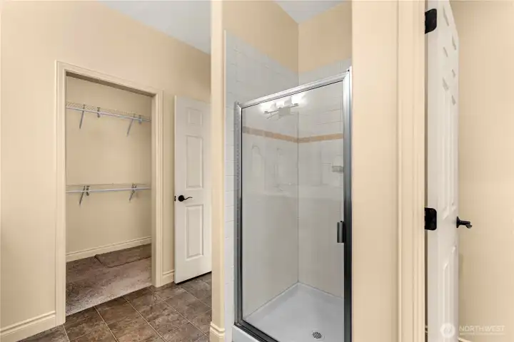 Primary shower and private commode.