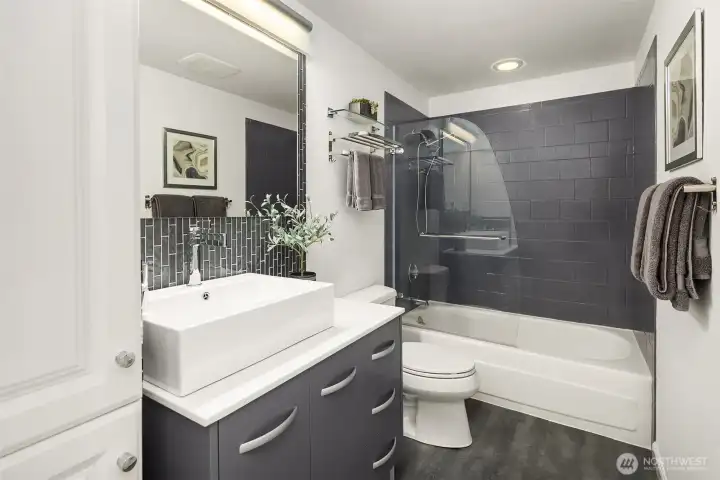 Modern full Bathroom on second level.