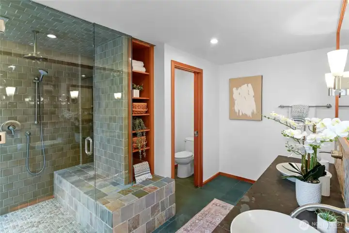 Generous shower and private water closet.