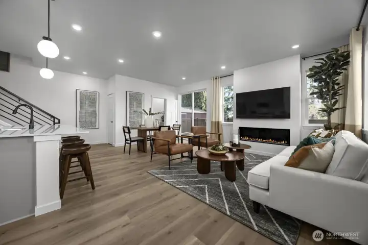 Great room of model home. Finishes and features may vary.