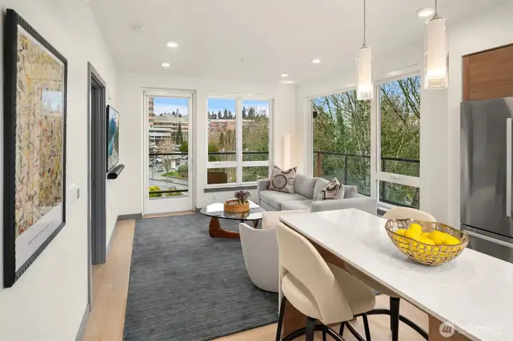 Open living with seamless flow for relaxing or entertaining.