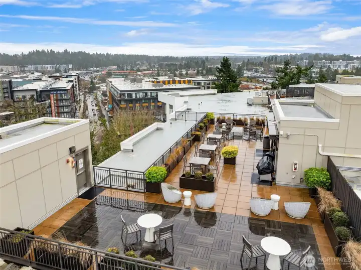 Rooftop living at its best with fire pits, BBQs, and city views.