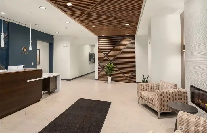 The lobby provides a warm welcome home every time you arrive.