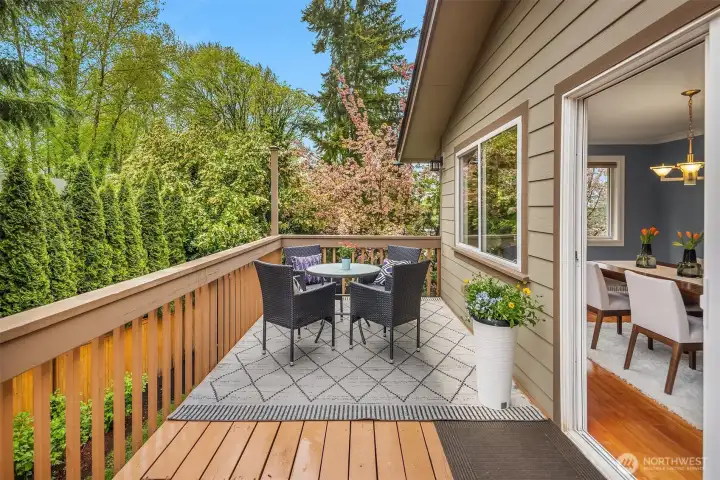Spacious deck with private surroundings!