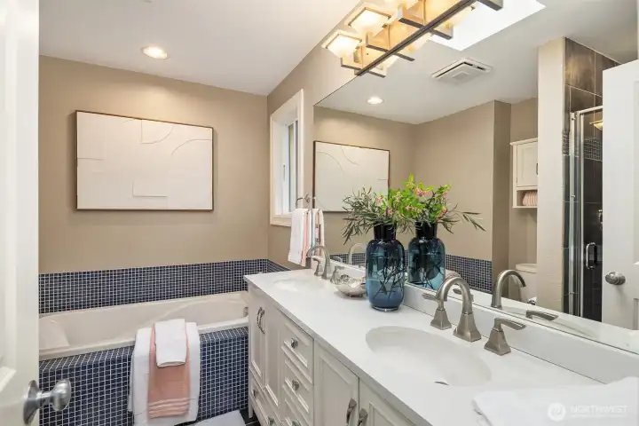 Primary bath with updated finishes
