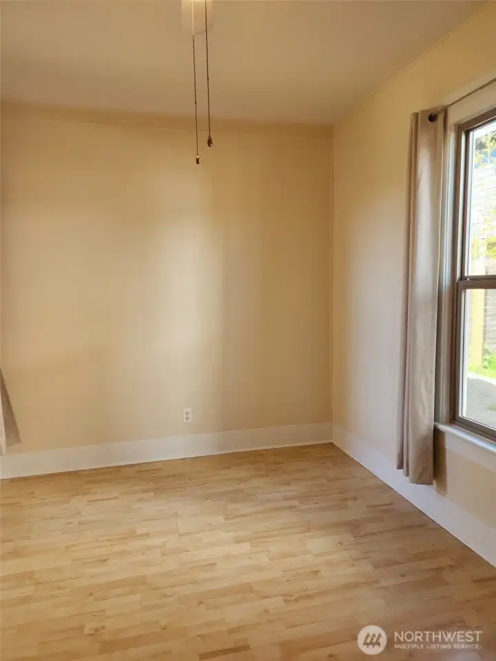 View of the bedroom from bathroom door.