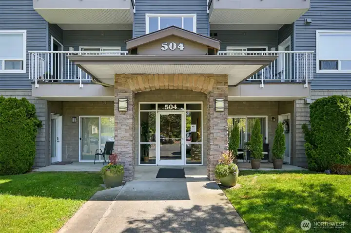 Entrance to building 504, second building on your right once you turn into the complex across the street from the clubhouse