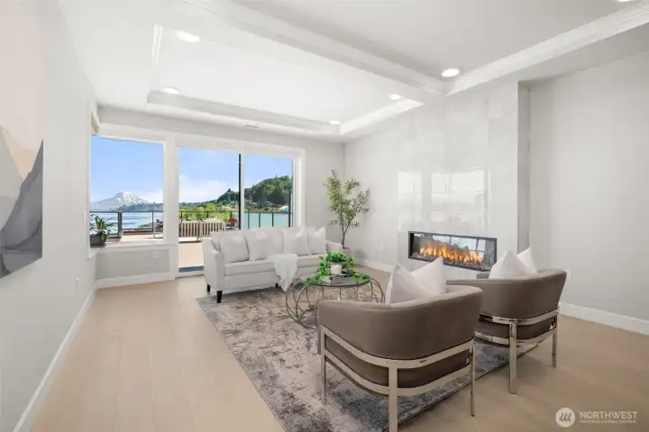 The wood, tile choices and wall color here create a bright and cheerful home. With the full wood floors, decorating can go many ways. The wood, tile choices and wall color here create a bright and cheerful home. With the full wood floors, decorating can go many ways.