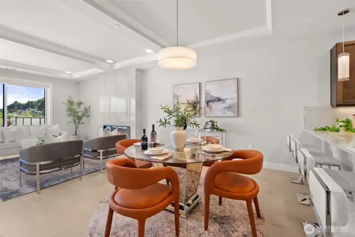 Perfectly positioned dining area for memorable dinners, elevated conversations, and effortless entertaining. Eat, drink and be happy! Perfectly positioned dining area for memorable dinners, elevated conversations, and effortless entertaining. Eat, drink and be happy!