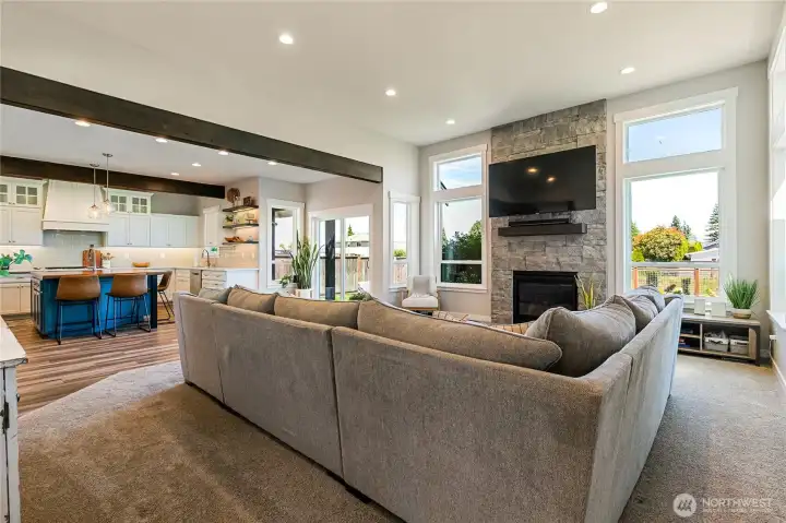 Living room with high ceilings