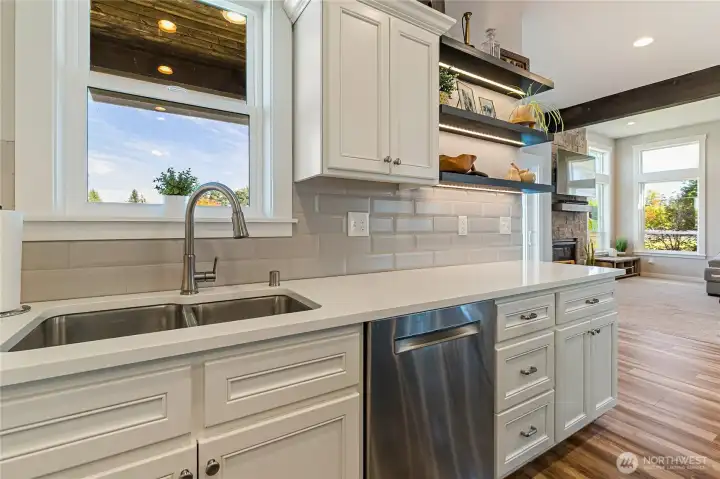 Kitchen sink window gives beautiful view of backyard