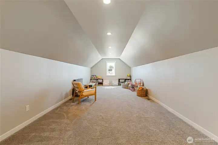 Extra-large additional upstairs room with vaulted ceilings