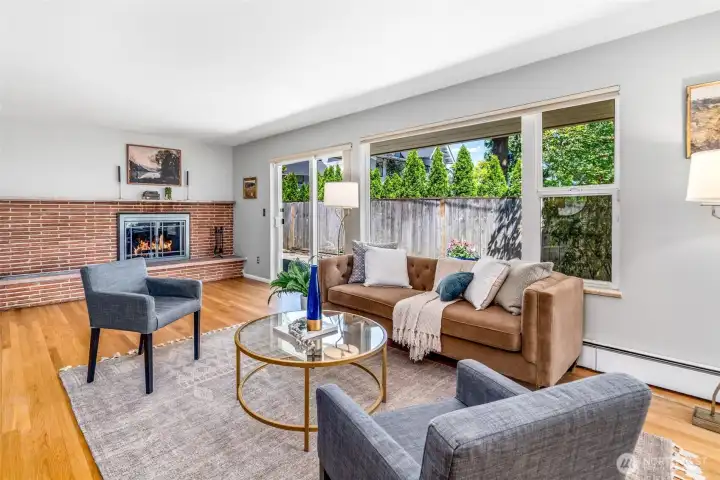 French doors to a patio, wood burning fire in the ADU wing