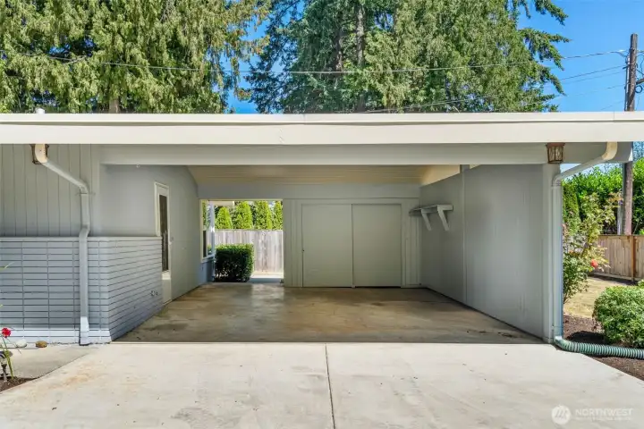 2 car carport with storage.