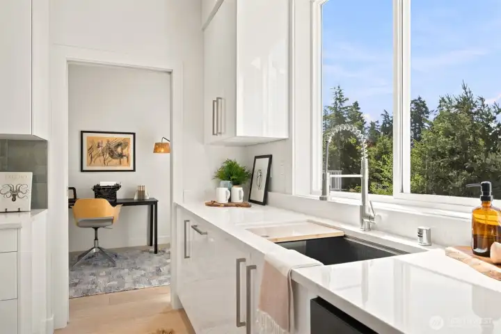 There is a second kitchen or spice kitchen off the main kitchen. The views from the sink are stunning and the basin is a deep and wide one! There is a second kitchen or spice kitchen off the main kitchen. The views from the sink are stunning and the basin is a deep and wide one!