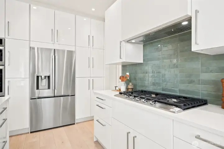 Another view of the pantry storage that surrounds the built-in refrigerator. Another view of the pantry storage that surrounds the built-in refrigerator.