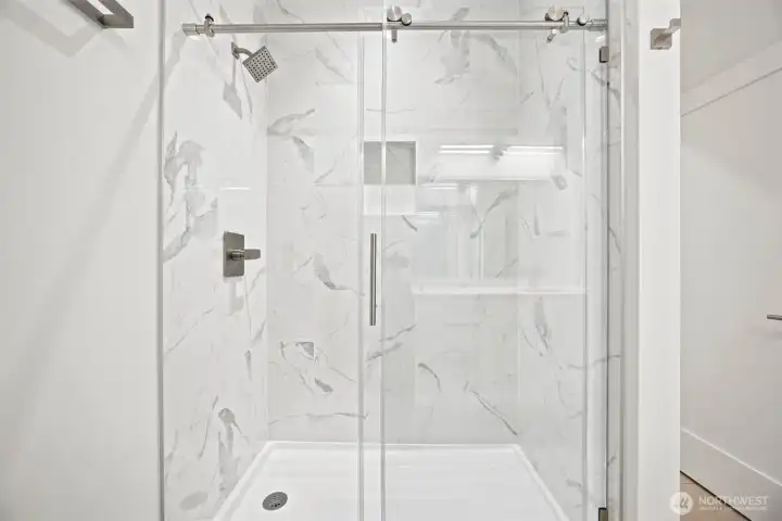 The 3/4 bath on the main floor is just stunning with the sliding glass door. The 3/4 bath on the main floor is just stunning with the sliding glass door.