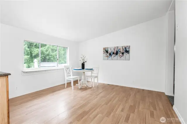 Vaulted ceilings create a spacious atmosphere.