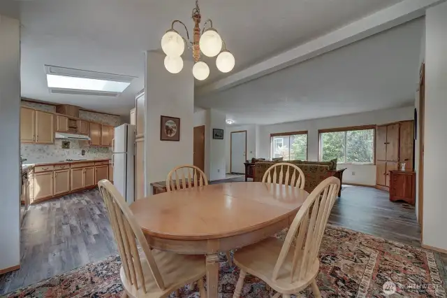The open floor plan flows into the main living room.