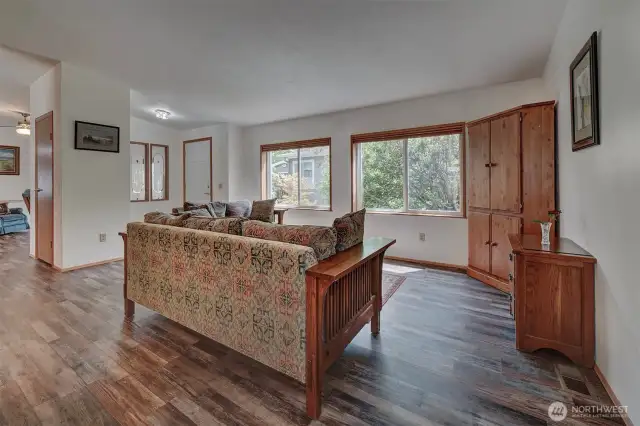 The open and spacious living room will accommodate any furniture arrangement.