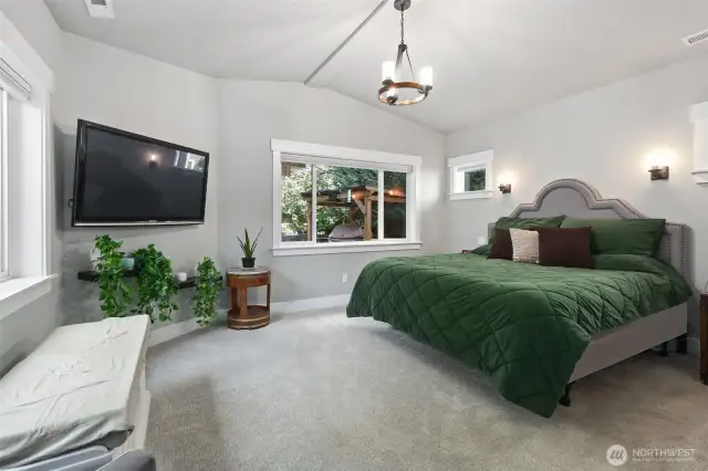 Primary suite is a dream, looking out onto the zen like setting in the backyard.