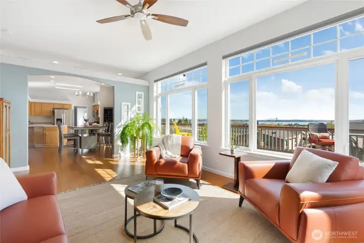 Living room into dining