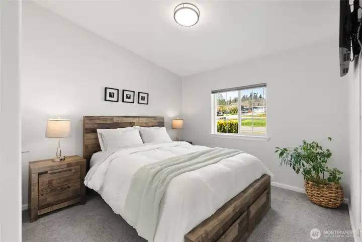 One of two bedrooms of the same size