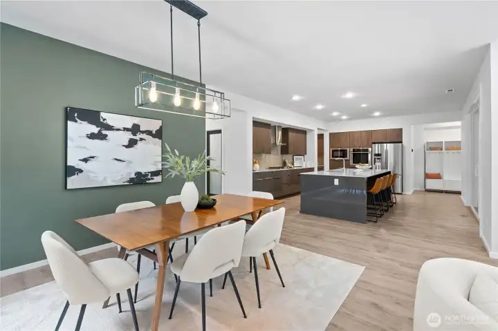 Continue down the hallway to your large dining space.