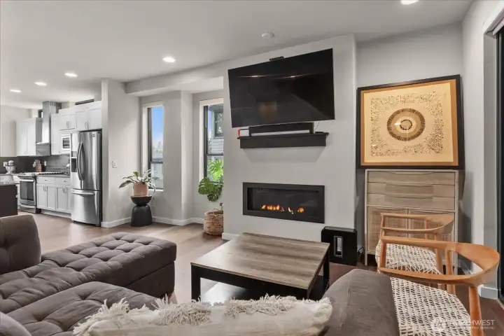 Living room with cozy fireplace Living room with cozy fireplace