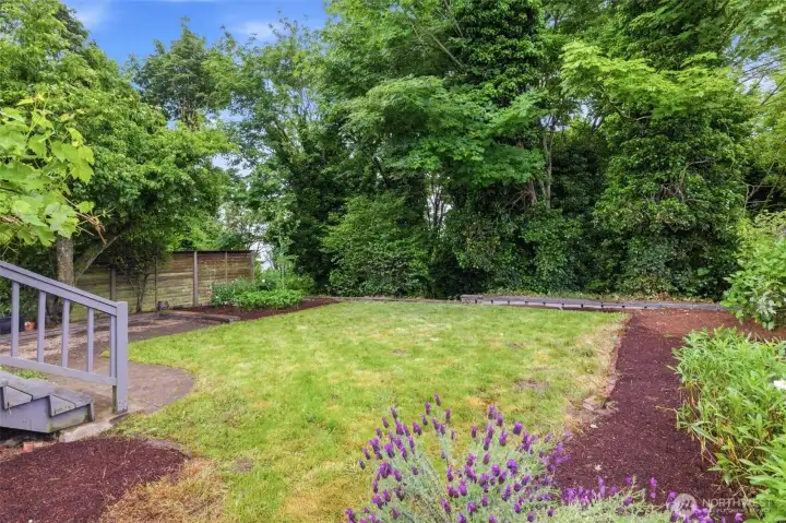 Leveled lawn space for summer parties.