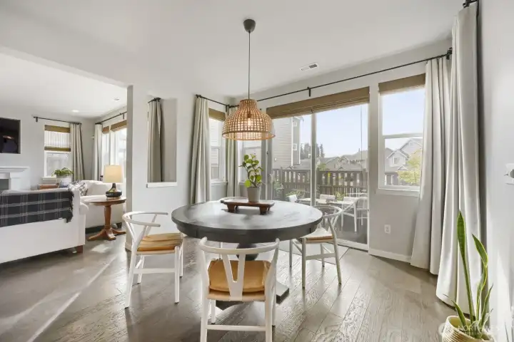 Sunny breakfast nook with backyard access.