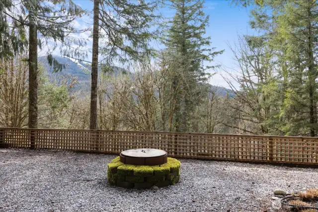 Firepit in the backyard overlooking the ravine and greenspace.