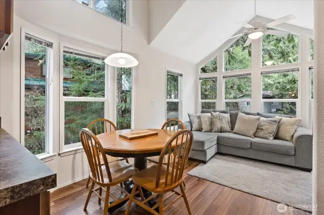 Dining and Living room with tons of natural light.