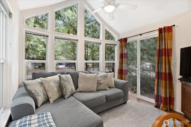 Cozy couch to watch a movie or read a book.
