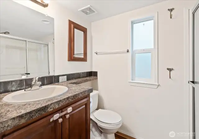 Bathroom with shower.