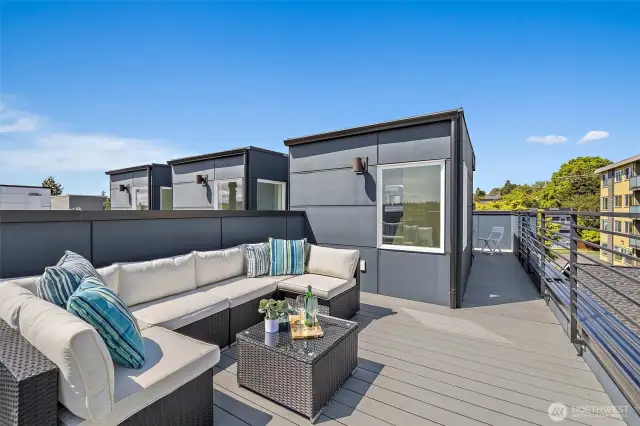 Large rooftop deck with sweeping views.  Check out the virtual video tour!