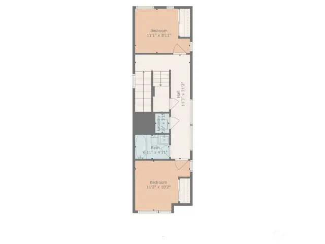 Bedrooms 2 and 3 on the second floor with full bathroom.