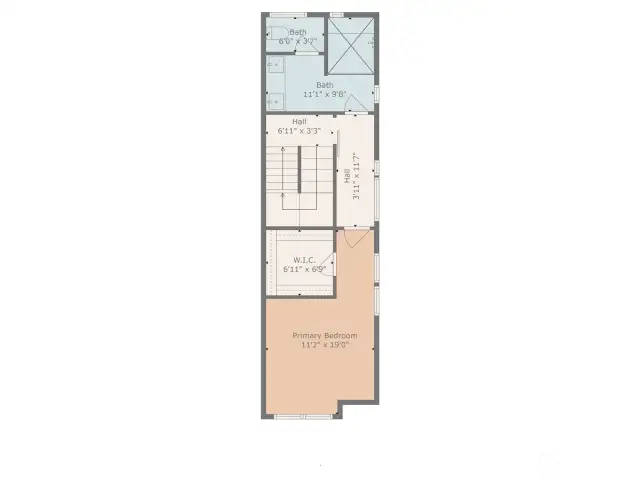 Primary suite encompasses the entire third floor.