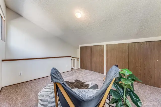 The upper bonus room also has lots of storage.