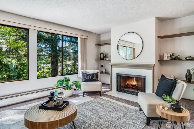 Cozy up around the fireplace in the winter!