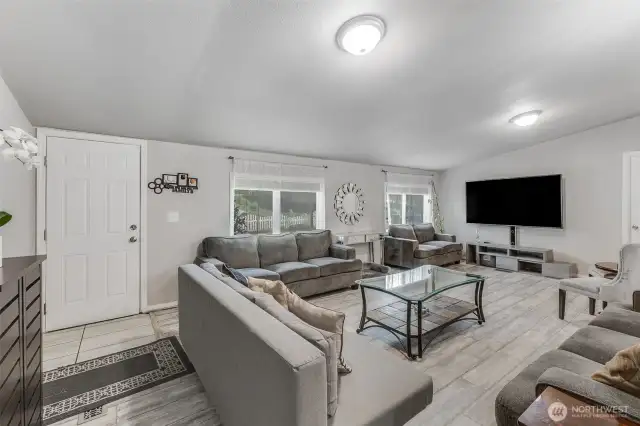 Tiled flooring living area