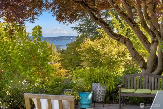 Unwind here after a long day with views of Mt Rainier.